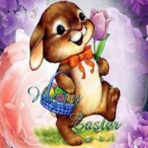 Lapin de Pâques avec Fleurs