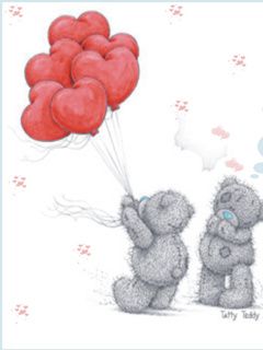 Oursons mignons avec des ballons en forme de cœur