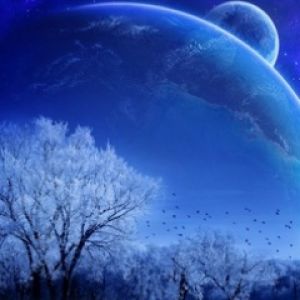 Paysage d'Hiver avec Planète