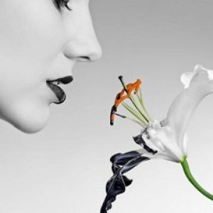 Femme Élégante et Fleur
