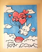 Lapin Mignon avec Ballons en Cœur