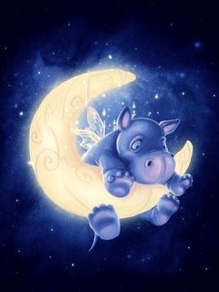 Hippopotame mignon sur la lune