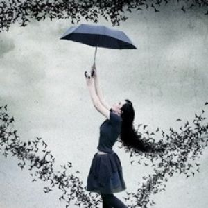 Fille avec Parapluie et Oiseaux