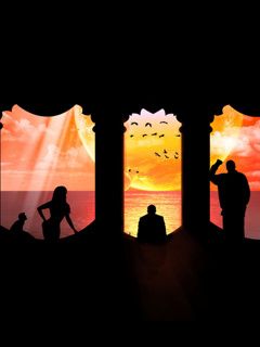 Silhouette Romantique au Coucher de Soleil