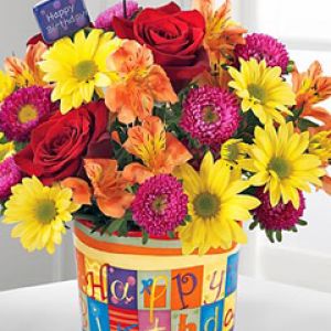 Arrangement Floral Coloré pour Anniversaire
