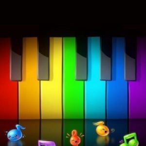 Touches de Piano Colorées avec Notes Musicales
