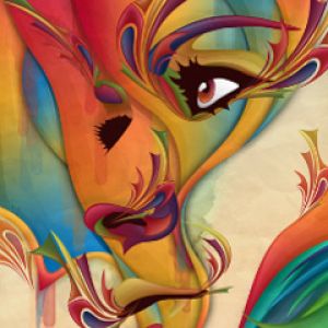 Art Abstrait Coloré de Visage
