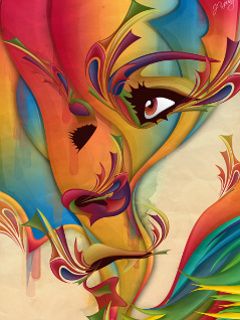 Art Abstrait Coloré de Visage