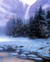 Paysage d'Hiver avec Cascade