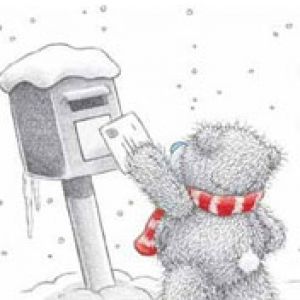 Ours Mignon Envoyant une Lettre de Noël