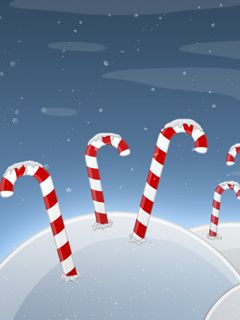 Canes en sucre dans la neige