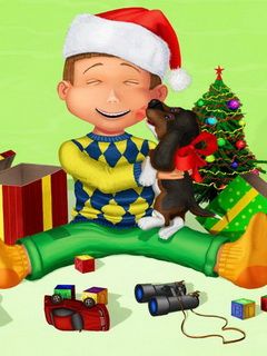 Joie de Noël avec un Chiot