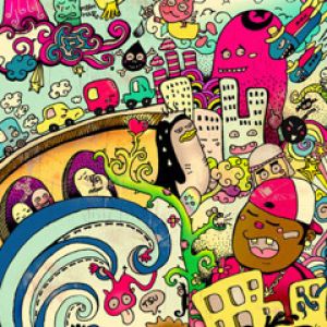 Paysage Coloré de Dessin Animé