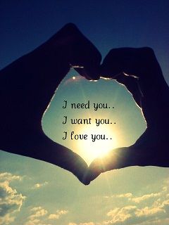 Mains en Forme de Cœur avec Citation d'Amour