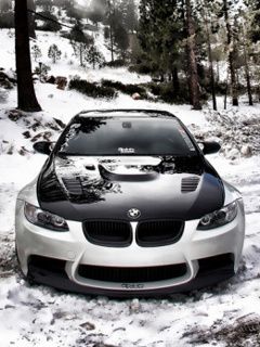 BMW M3 dans un paysage enneigé