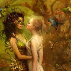 Étreinte Fantastique avec Oiseaux