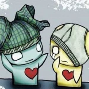 Personnages de Dessins Animés Mignons avec Cœurs