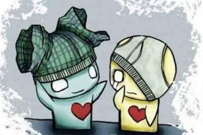 Personnages de Dessins Animés Mignons avec Cœurs