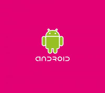 Logo Android sur Fond Rose