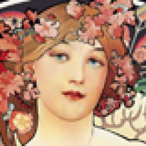 Femme Art Nouveau avec Fleurs