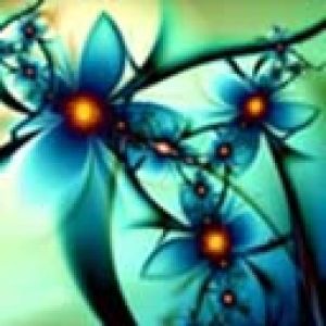Design Abstrait de Fleurs Bleues