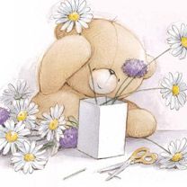 Ours en Peluche Mignon avec Fleurs