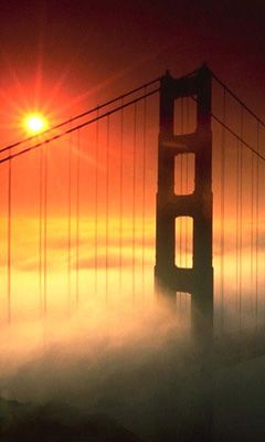 Coucher de soleil sur le Golden Gate Bridge