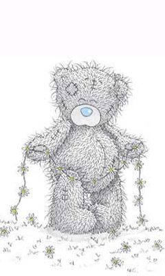 Ourson Mignon avec des Fleurs