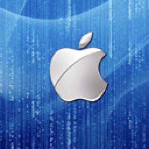 Logo Apple sur Fond Bleu