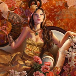 Femme Élégante avec Éventail