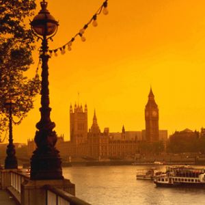 Coucher de soleil à Londres sur la Tamise