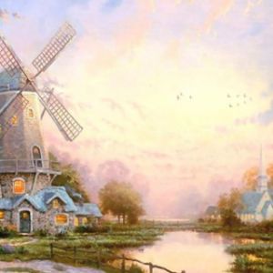 Paysage Serein avec Moulin à Vent