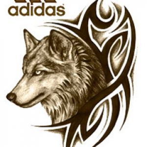 Art Tribal de Loup avec Logo Adidas