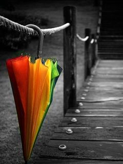 Parapluie Coloré sur Fond Noir