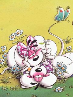 Souris de Dessin Animé avec Fleurs