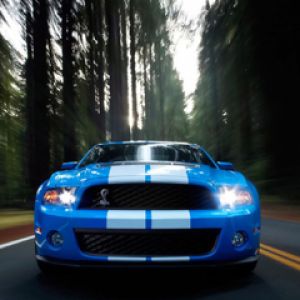 Shelby Mustang Bleue sur la Route