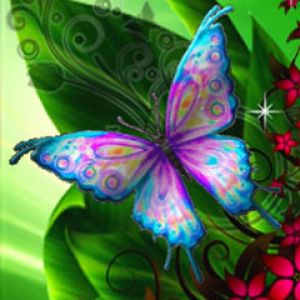 Papillon Coloré sur Feuilles Vertes