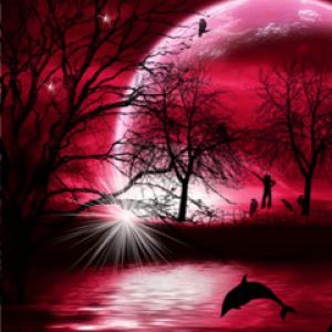Paysage Mystique de la Lune Rouge