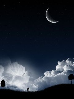 Ciel Nocturne Éclairé par la Lune