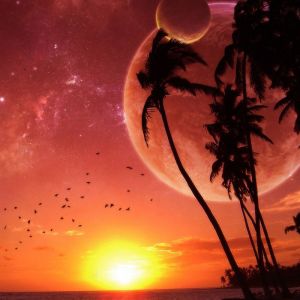 Coucher de Soleil Étonnant avec Planètes