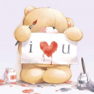Ours Mignon Tenant un Message d'Amour