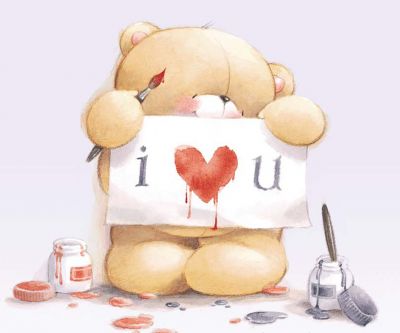 Ours Mignon Tenant un Message d'Amour