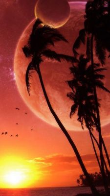 Coucher de Soleil Étonnant avec Planètes