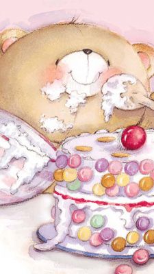 Ours Mignon avec Gâteau