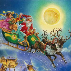 Père Noël et rennes