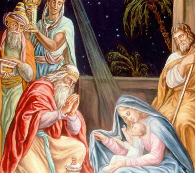 Scène de Nativité avec les Rois Mages