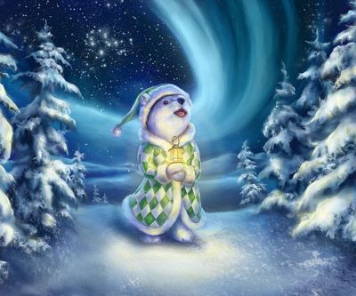 Ours Polaire Mignon en Hiver