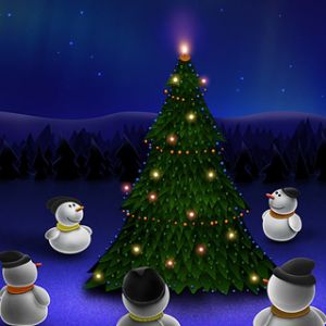 Célébration de l'Arbre de Noël avec des Bonhommes de Neige