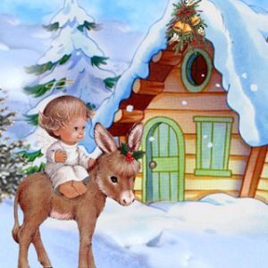 Enfant Mignon sur un Âne