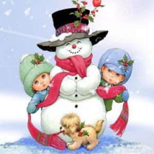 Enfants avec Bonhomme de Neige